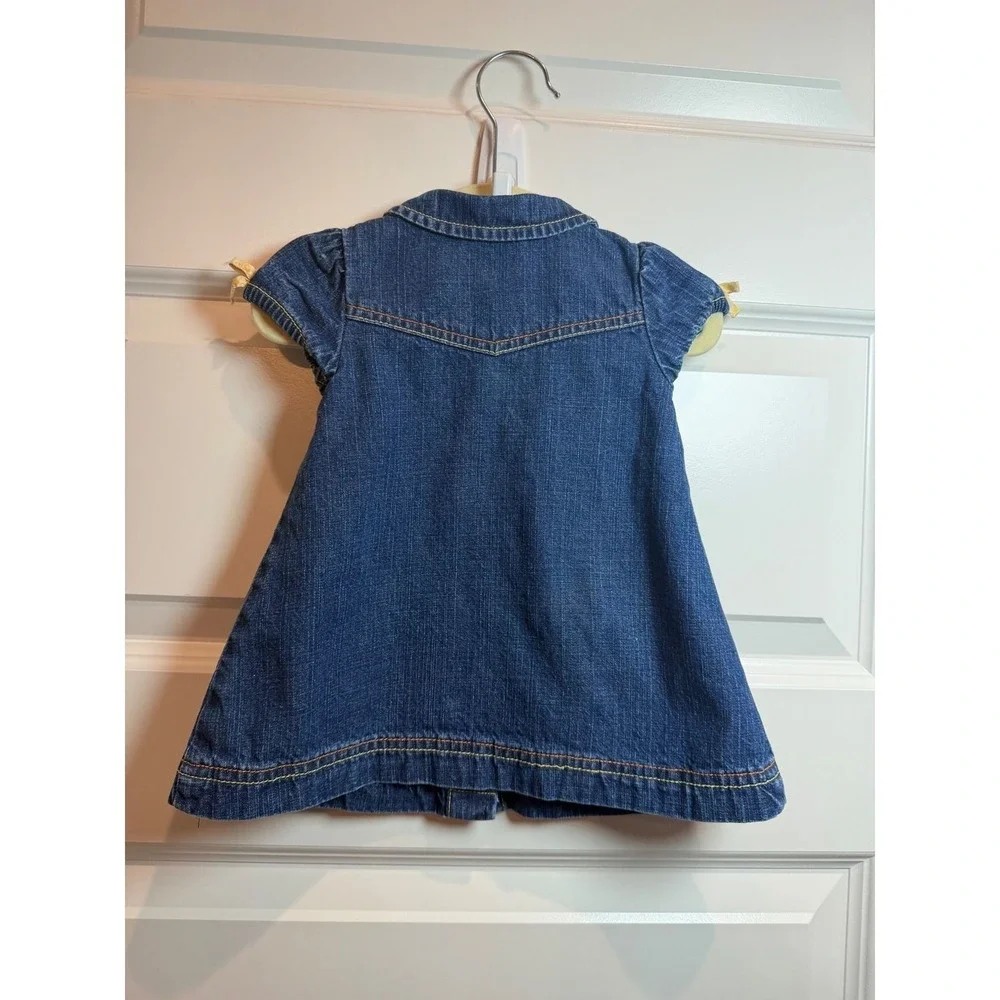 Gymboree Baby Girl Denim Snap Front Dress Dark Wash 3-6 Months Blue Puff  Y2K